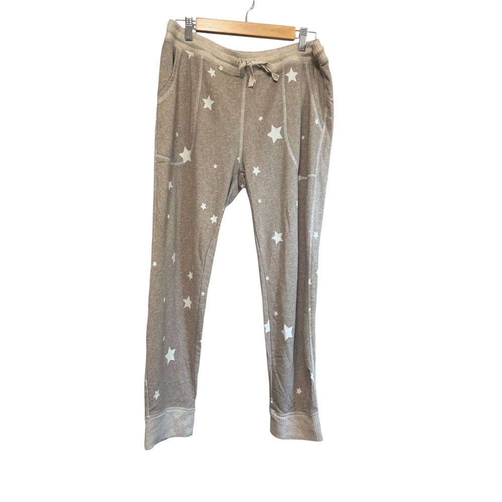 Live Love Lounge Karen Neuburger Joggers Womens L Tan Star Print Pajama Pants